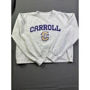 CI Sport Carroll University Sweatshirt Gray Purple Cropped Crewneck Small